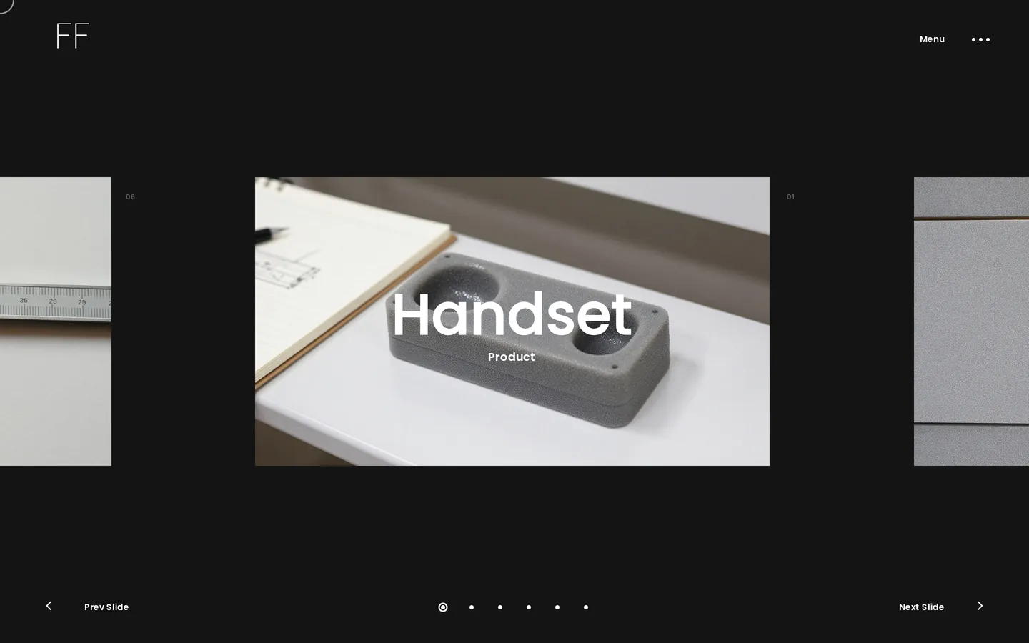 Dark centred card carousel — Form & Field