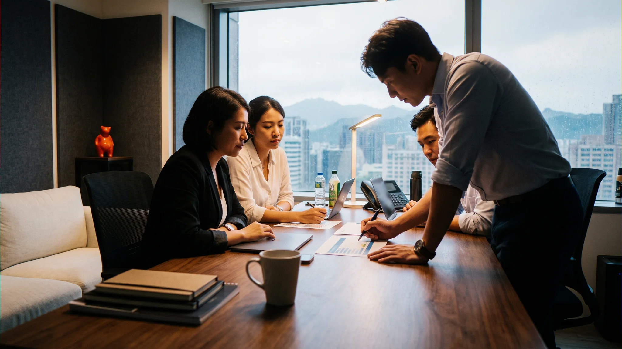 Illustration: A sales team reviewing a printed list of target companies